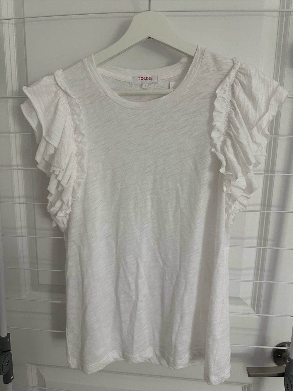Goldie White Ruffle Sleeve Tee - Short Sleeve Women's Top